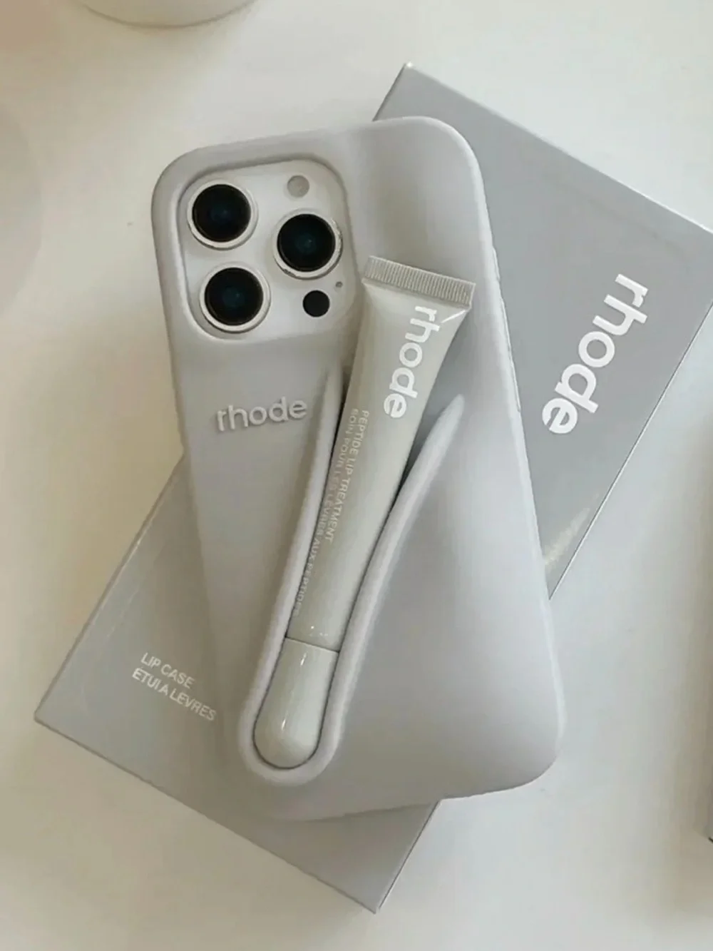 RHODE Light Gray iPhone Lip Case with Detachable Balm Holder